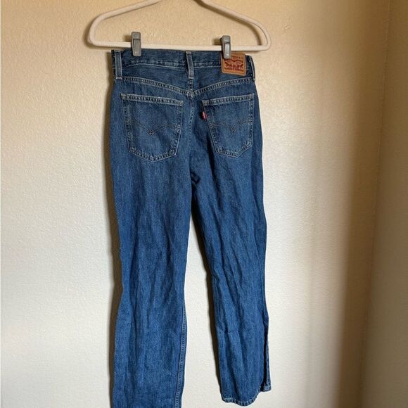 Levi‘s Low Pro Straight Jeans Sz 26 High Rise Distressed Medium Blue Wash - Picture 9 of 11